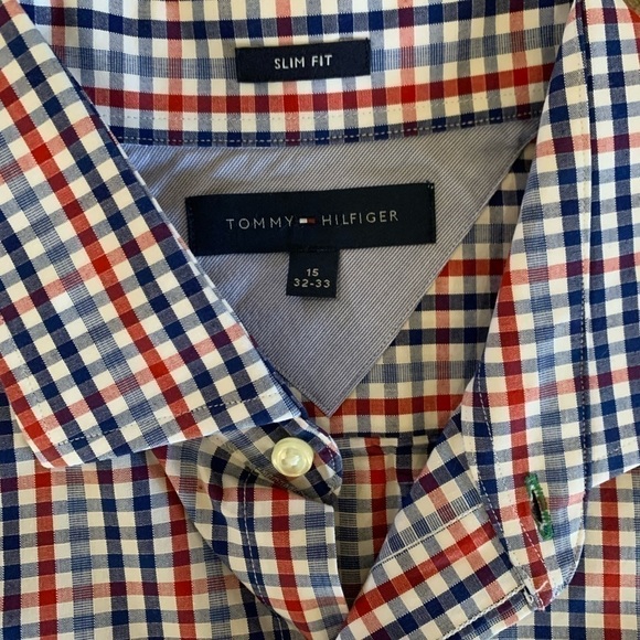 Men's Plaid Tommy Hilfiger Button Down Dress Shirt - Picture 5 of 8